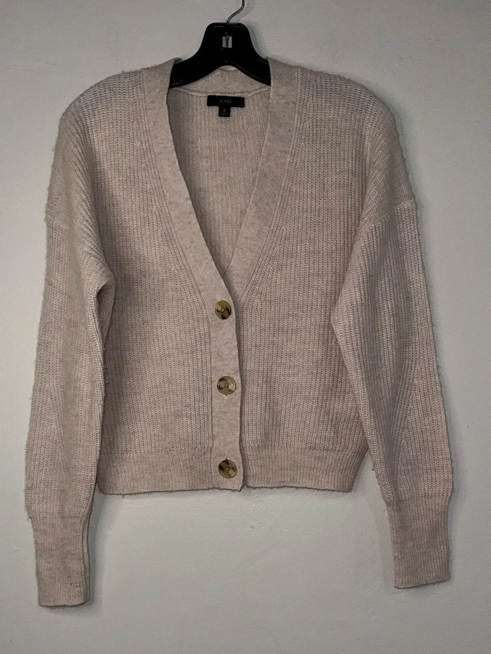 J. Crew Alpaca Wool Blend Neutral Beige V-Neck Button Front Cardigan